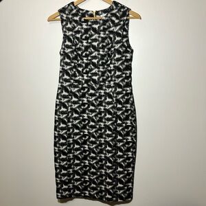 Calvin Klein Dress Womens 6p Sheath Stretch Exposed Zip White Black Career